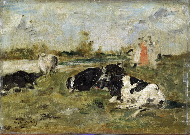 Vacas em um prado - Eugène Boudin