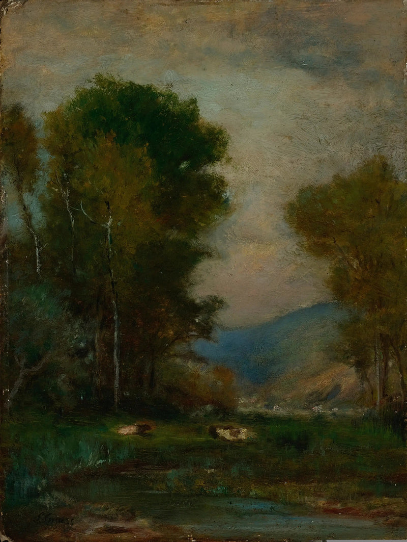 Vacas perto de um riacho - George Inness