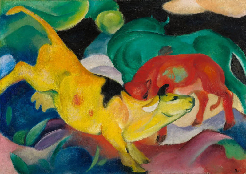 Vacas Vermelha Verde Amarelo - Franz Marc