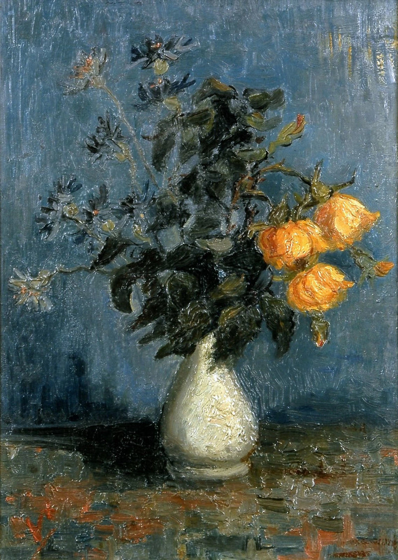 Vaso branco com rosas e outras flores - Vincent van Gogh