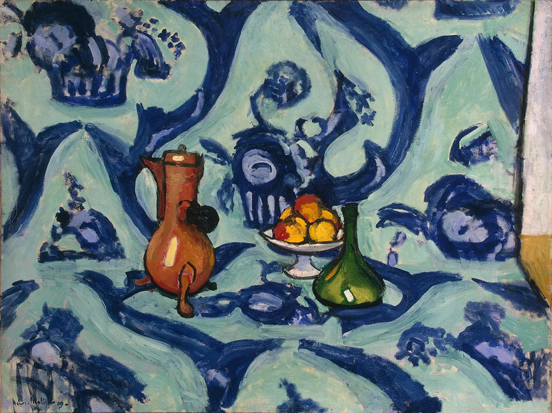 Vaso, garrafa e frutas - Henri Matisse