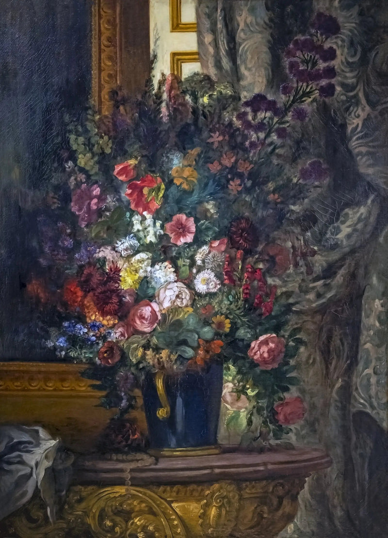 Vaso de flores na consola - Eugène Delacroix