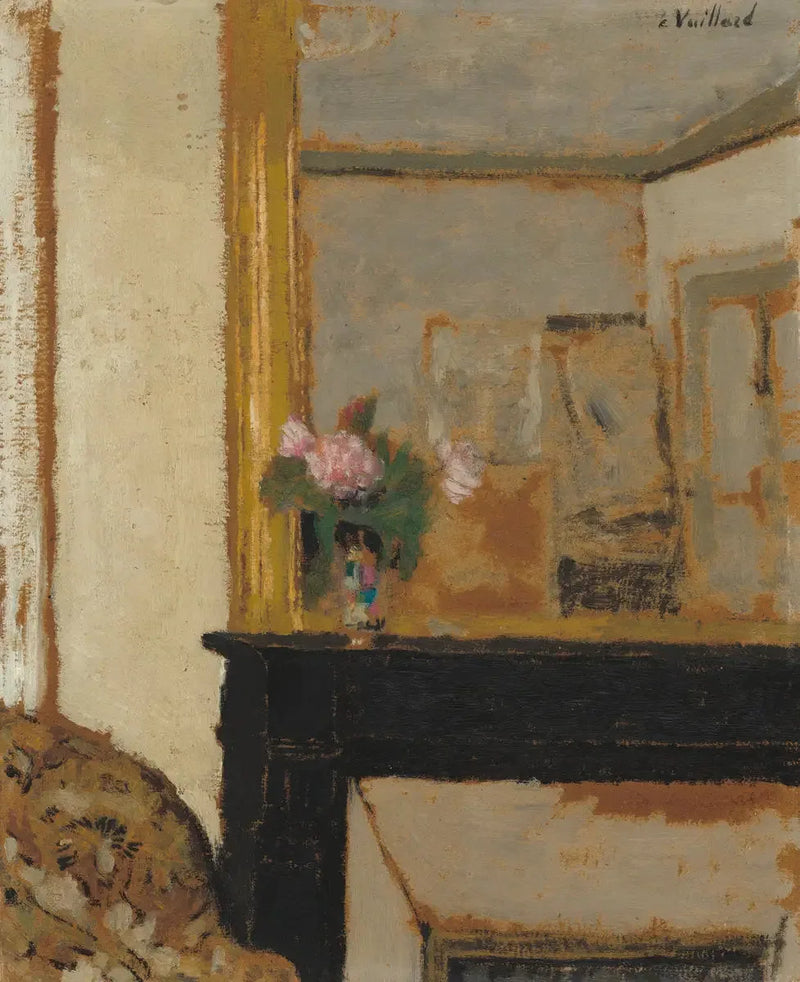 Vaso de flores sobre uma lareira - Édouard Vuillard