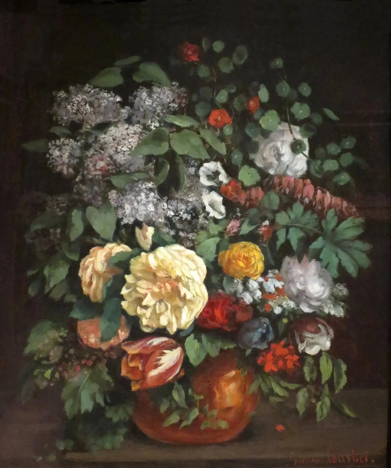Vaso de lilás, de rosas e de tulipas - Gustave Courbet