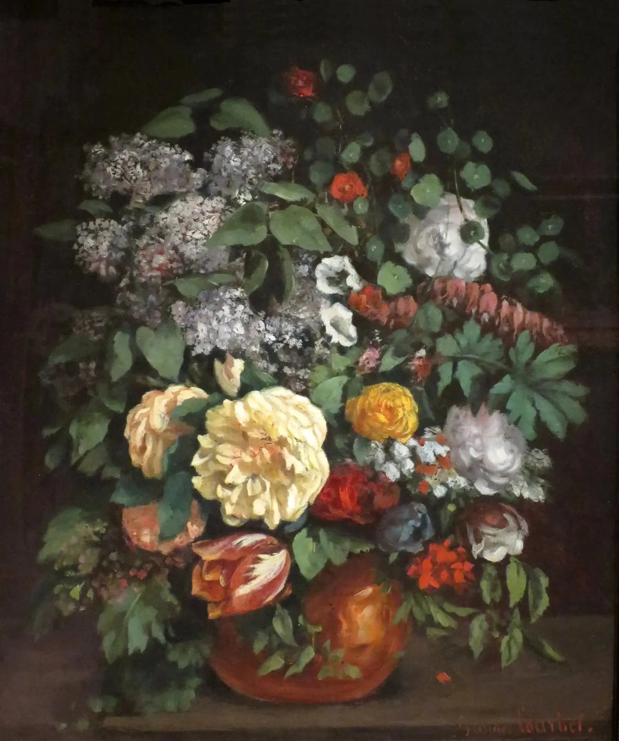 Vaso de lilás, de rosas e de tulipas - Gustave Courbet