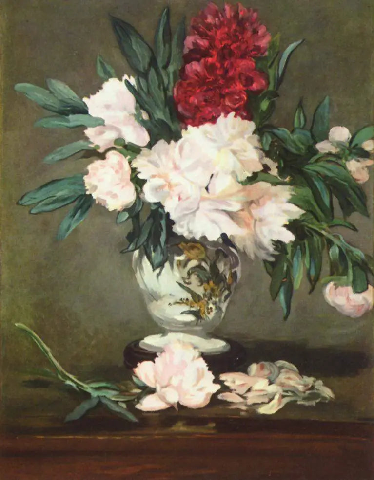 Vaso de peônias sobre pedestal - Édouard Manet