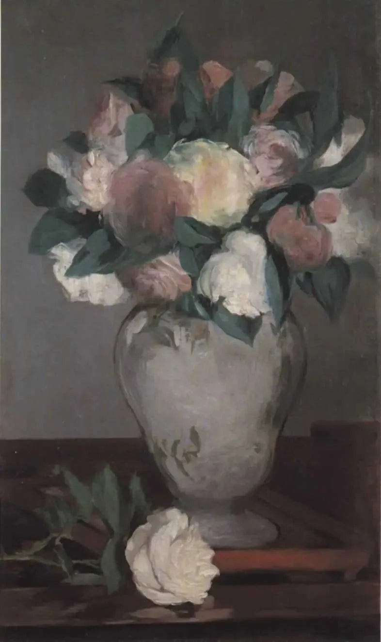 Vaso de peônias em uma bandeja laqueada - Édouard Manet