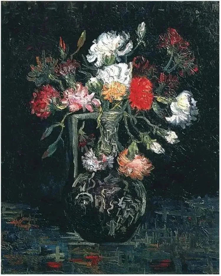 Vaso com cravos brancos e vermelhos - Vincent van Gogh