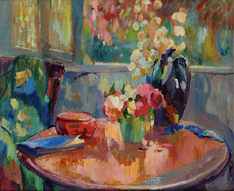 Vasos de flores sobre o criado-mudo - Robert Antoine Pinchon