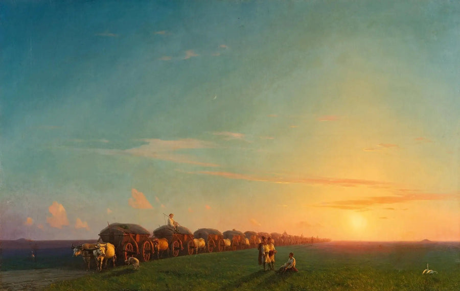 Paisagem ampla com colonos - Ivan Aïvazovski