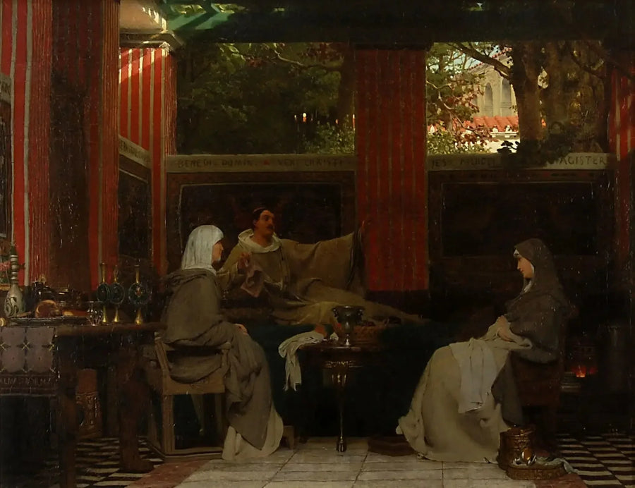Venantius Fortunatus recita seus versos para Radagonda VI e para a abadessa do mosteiro de Poitiers - Lawrence Alma-Tadema
