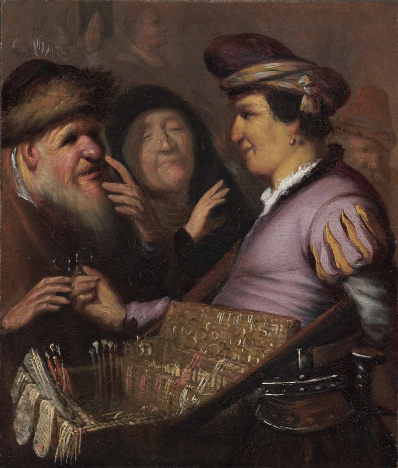 O vendedor de óculos (Um cambista vendendo óculos, Vista) - Rembrandt