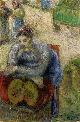 Vendedora de abóboras no mercado - Camille Pissarro