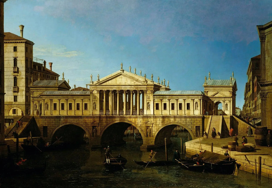 Veneza: capricho com o desenho palladiano para o Rialto - Canaletto