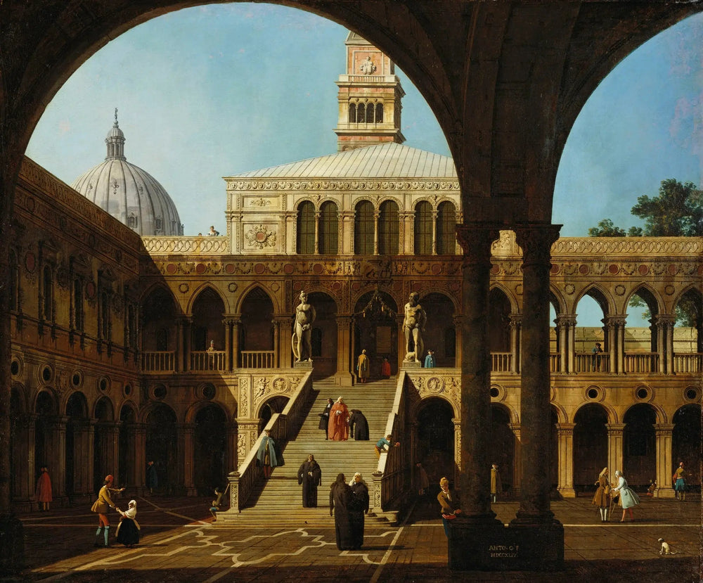 Venise: capriccio de la cour du palais du Doge avec la Scala dei Giganti - Canaletto - Alpha Reproduction
