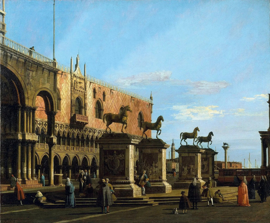 Veneza: capricho da Piazzetta com os cavalos de São Marcos - Canaletto