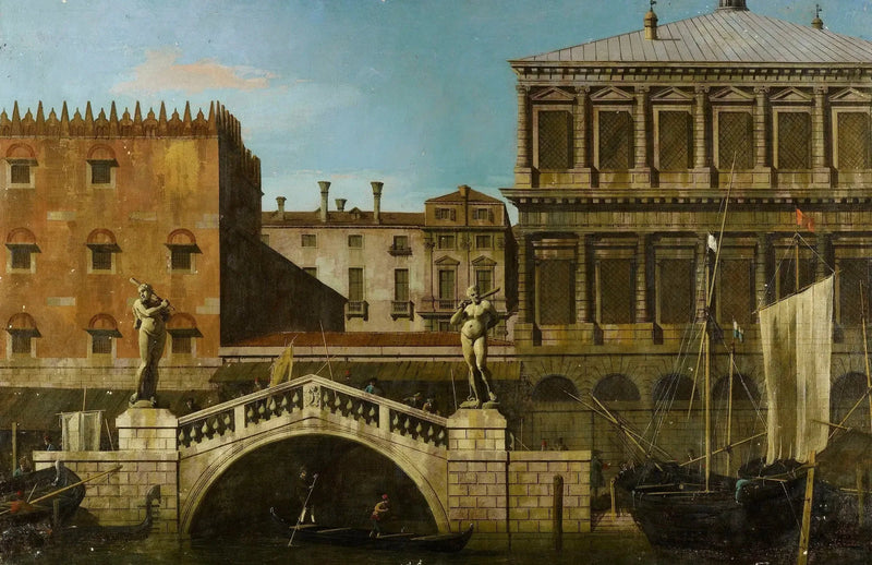Veneza: capricho do Zecca e dos celeiros com a Ponte della Pescaria - Canaletto