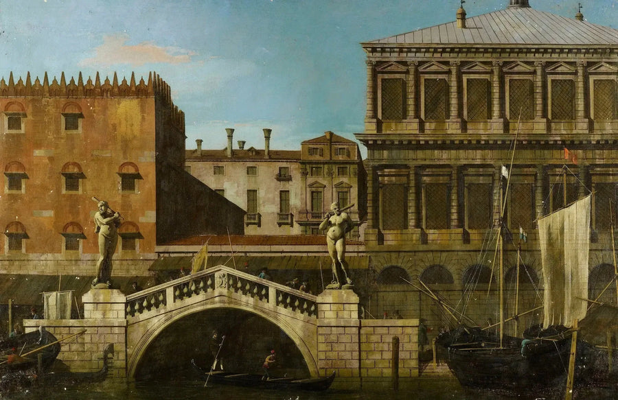 Veneza: capricho do Zecca e dos celeiros com a Ponte della Pescaria - Canaletto