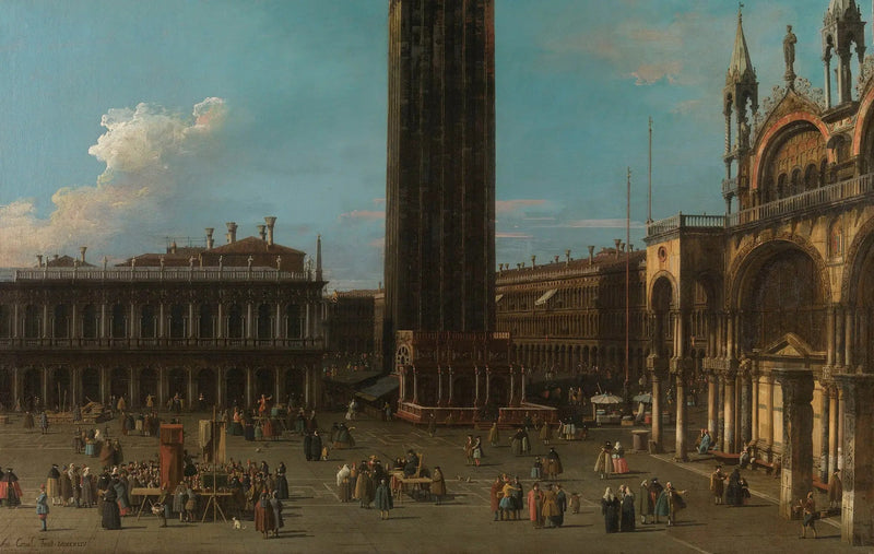 Veneza: a Praça da Piazzetta com o campanário e o lado de San Marco - Canaletto