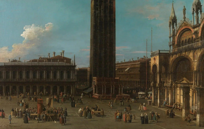 Veneza: a Praça da Piazzetta com o campanário e o lado de San Marco - Canaletto