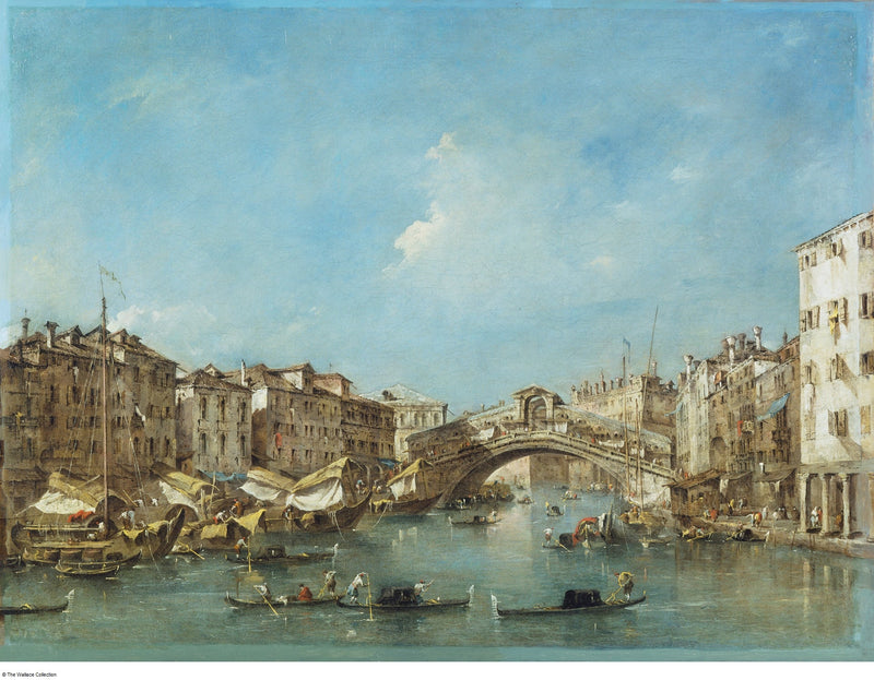 Veneza: o Grande Canal com a Riva del Vin e a ponte do Rialto - Francesco Guardi