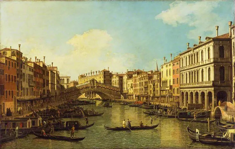 Veneza: o Grande Canal do palácio Dolfin-Manin em direção à ponte de Rialto - Canaletto
