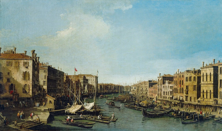 Veneza: o Grande Canal do Rialto em direção ao Palácio Foscari - Canaletto