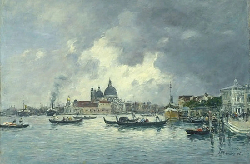 Veneza, à noite. O Cais dos Escravos e a Salute - Eugène Boudin