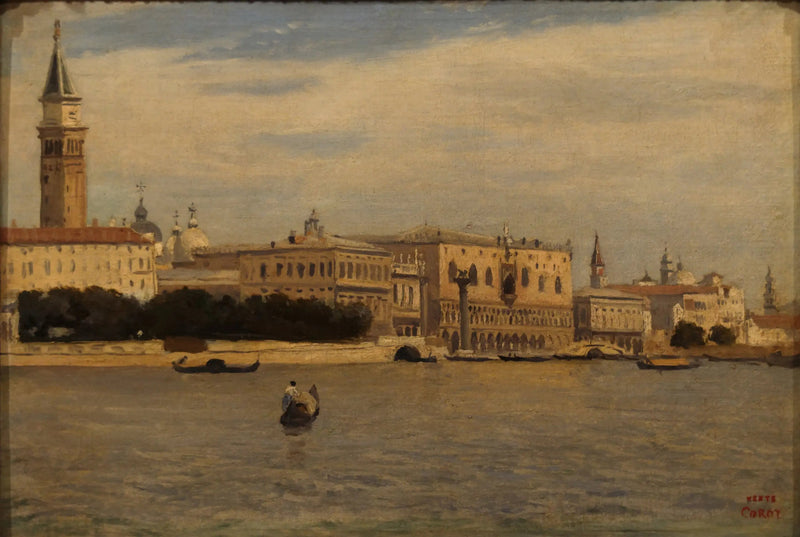 Veneza, os cais vistos da Alfândega do Mar - Jean-Baptiste Camille Corot