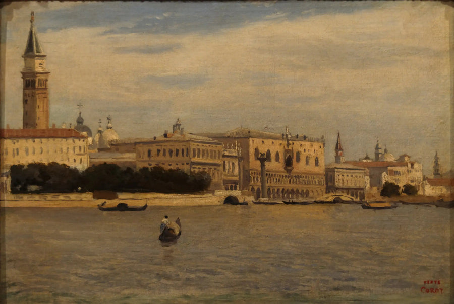 Veneza, os cais vistos da Alfândega do Mar - Jean-Baptiste Camille Corot