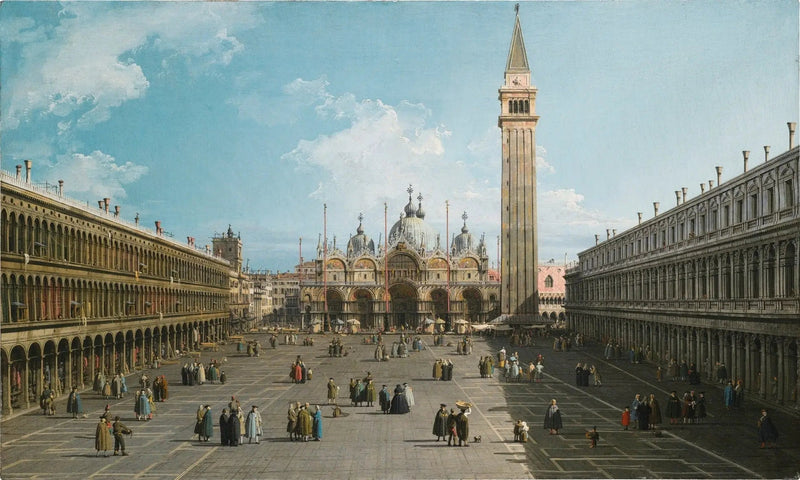 Veneza: uma vista da Praça de São Marcos olhando para o leste em direção à basílica - Canaletto