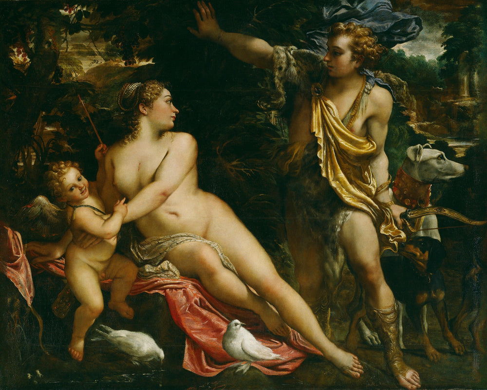 Vénus, Adonis et Cupidon - Annibale Carracci image 1 copie peinte à la main à l’huile