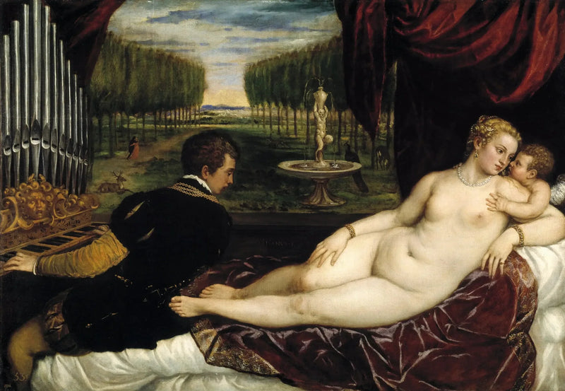 Vênus com um organista e Cupido - Titian