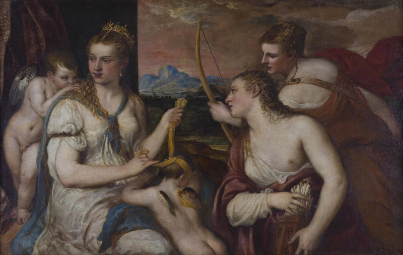 Vênus vendando os olhos de Cupido - Titian