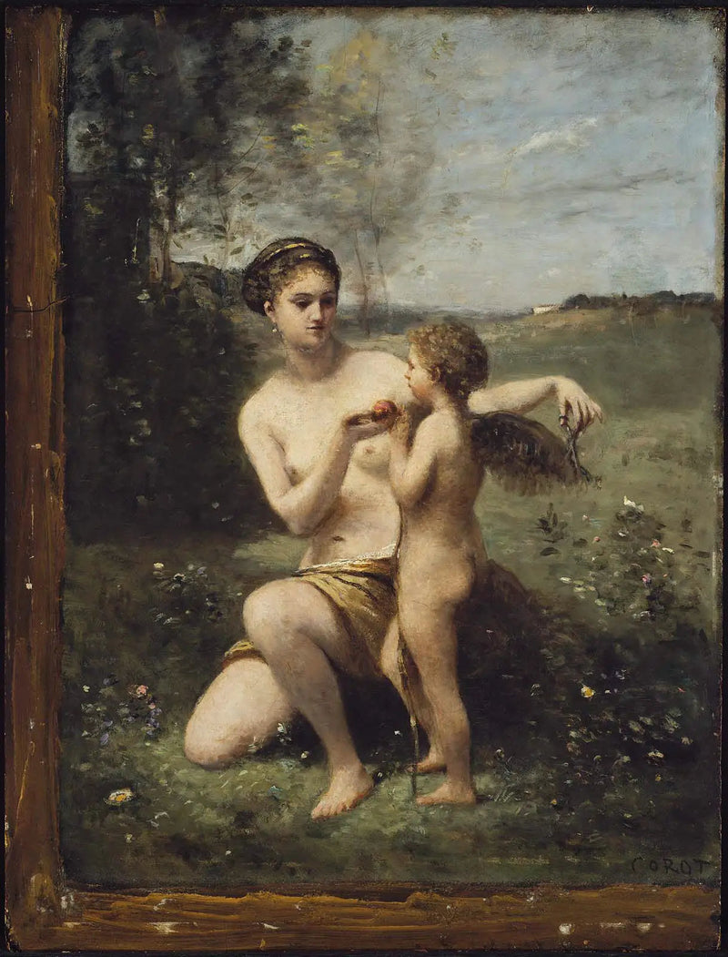 Vênus cortando as asas de Cupido - Jean-Baptiste Camille Corot