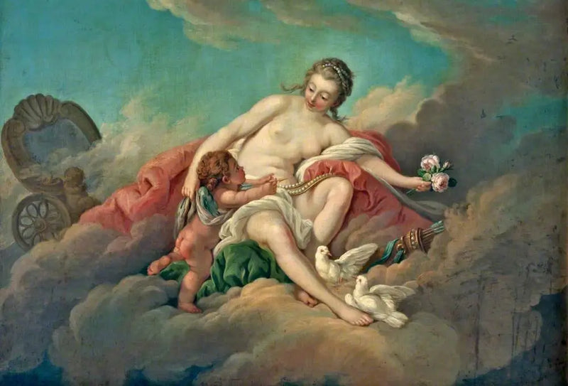 Vênus e Cupido nas nuvens - François Boucher