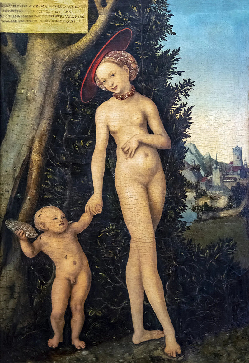 Vênus e Cupido voando mel - Lucas Cranach, o Velho