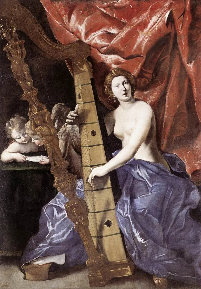 Vênus tocando harpa - Giovanni Lanfranco