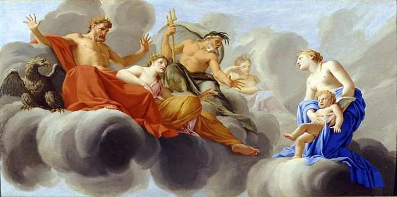 Vênus apresenta o amor a Júpiter - Eustache Le Sueur
