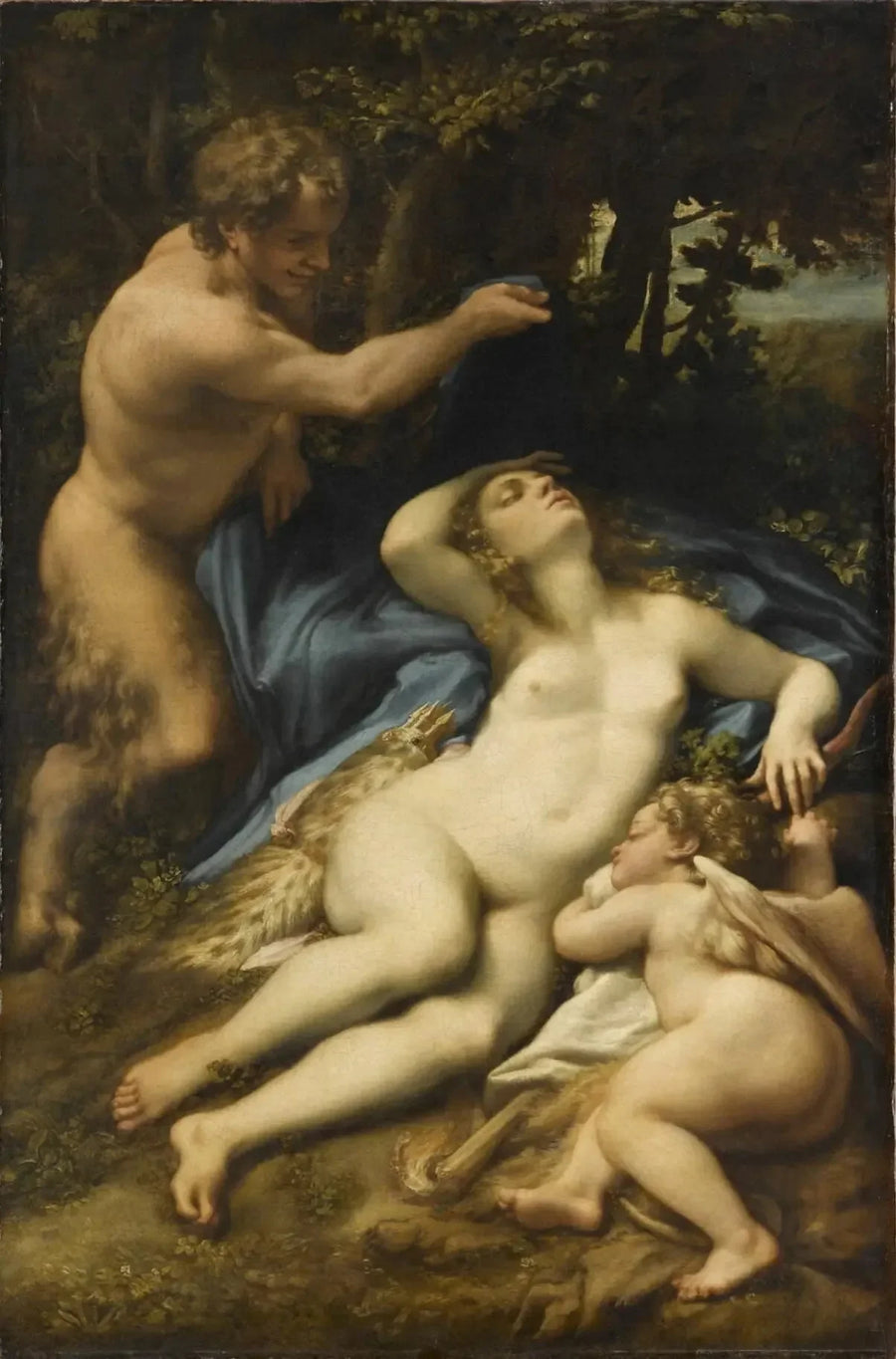 Vênus, Sátiro e Cupido - Antonio da Correggio