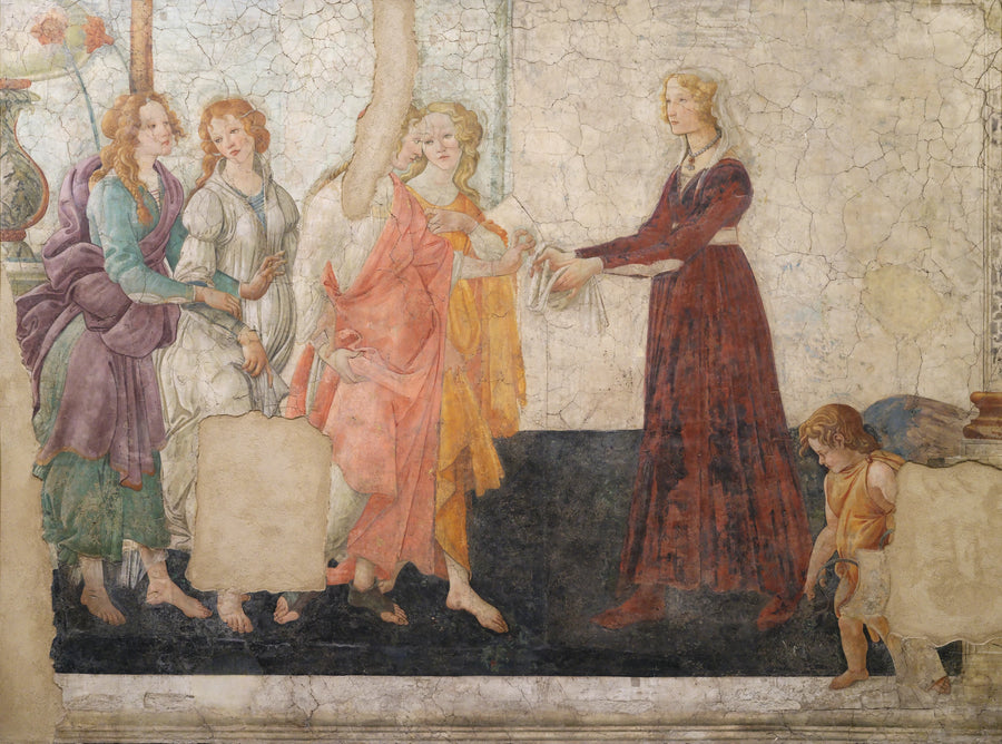 Vênus e as Três Graças oferecendo presentes a uma jovem - Sandro Botticelli