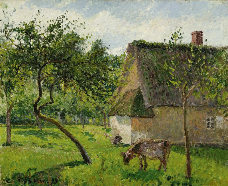 Pomar em Varengeville com vaca (Um cercado em Varengeville) - Camille Pissarro