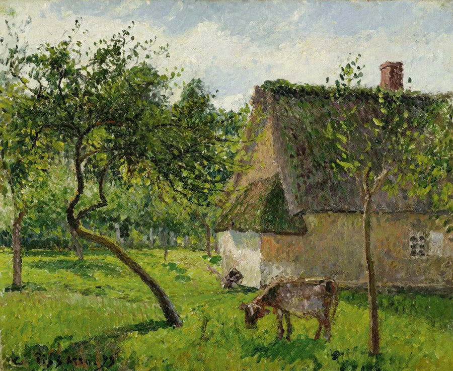 Pomar em Varengeville com vaca (Um cercado em Varengeville) - Camille Pissarro