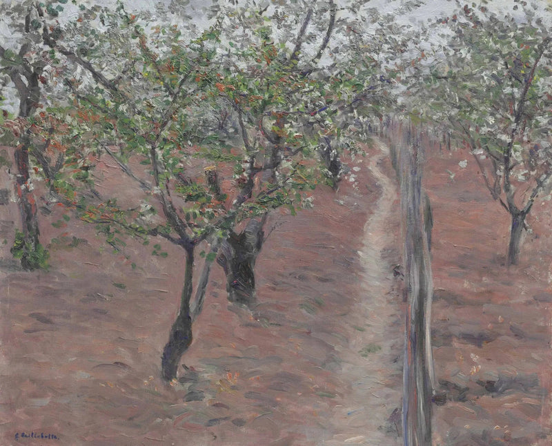 Pomar, árvores em flor, Petit Gennevilliers - Gustave Caillebotte
