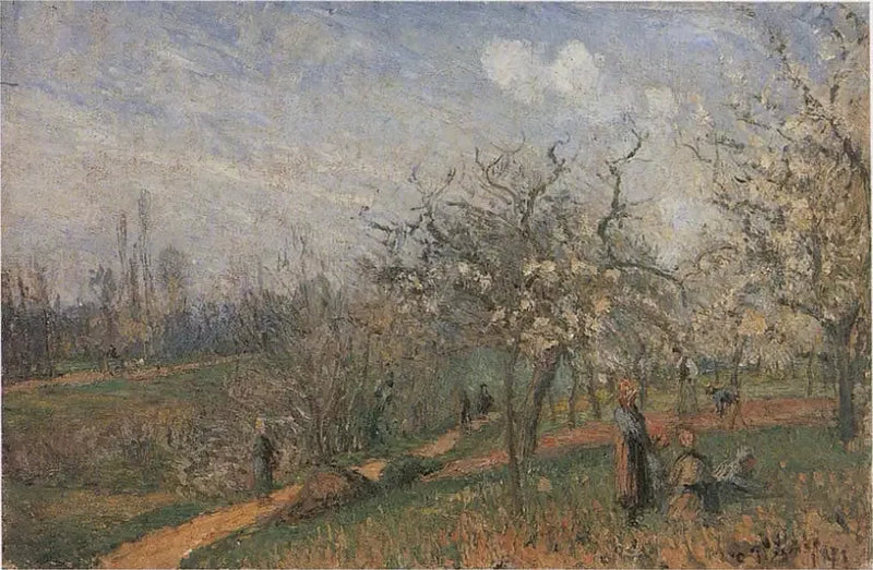 Pomar em flores - Camille Pissarro