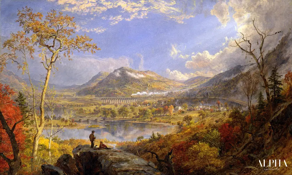 Viaduc de Starrucca, Pennsylvanie - Jasper Francis Cropsey - Reproductions de tableaux et peintures haut de gamme