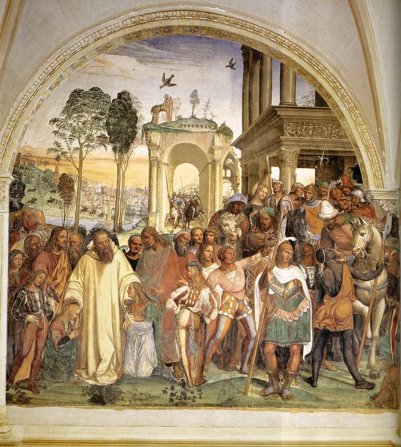 Vida de São Bento, Cena 12 Bento recebe dois jovens romanos, Maur e Placido - Il Sodoma (Giovanni Antonio Bazzi)