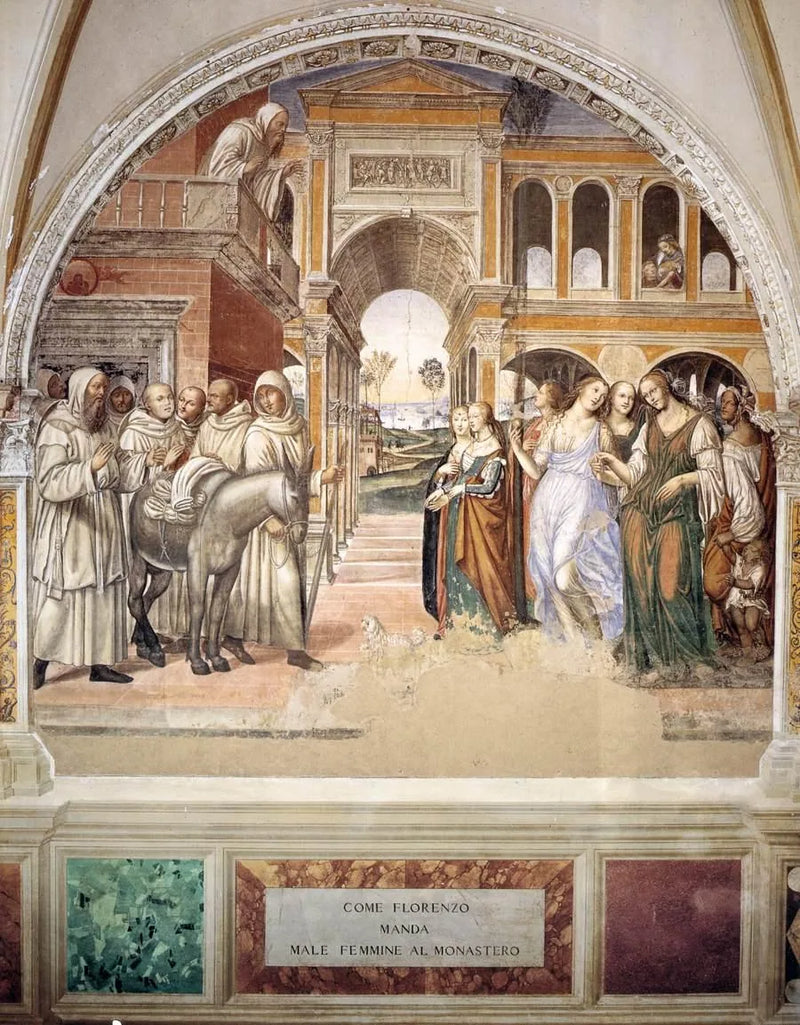 Vida de São Bento, cena 19: Bento manda embora as prostitutas - Il Sodoma (Giovanni Antonio Bazzi)