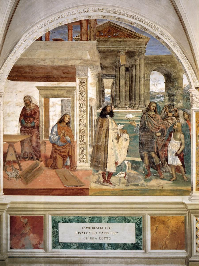 Vida de São Bento, Cena 3 Bento conserta a peneira quebrada - Il Sodoma (Giovanni Antonio Bazzi)