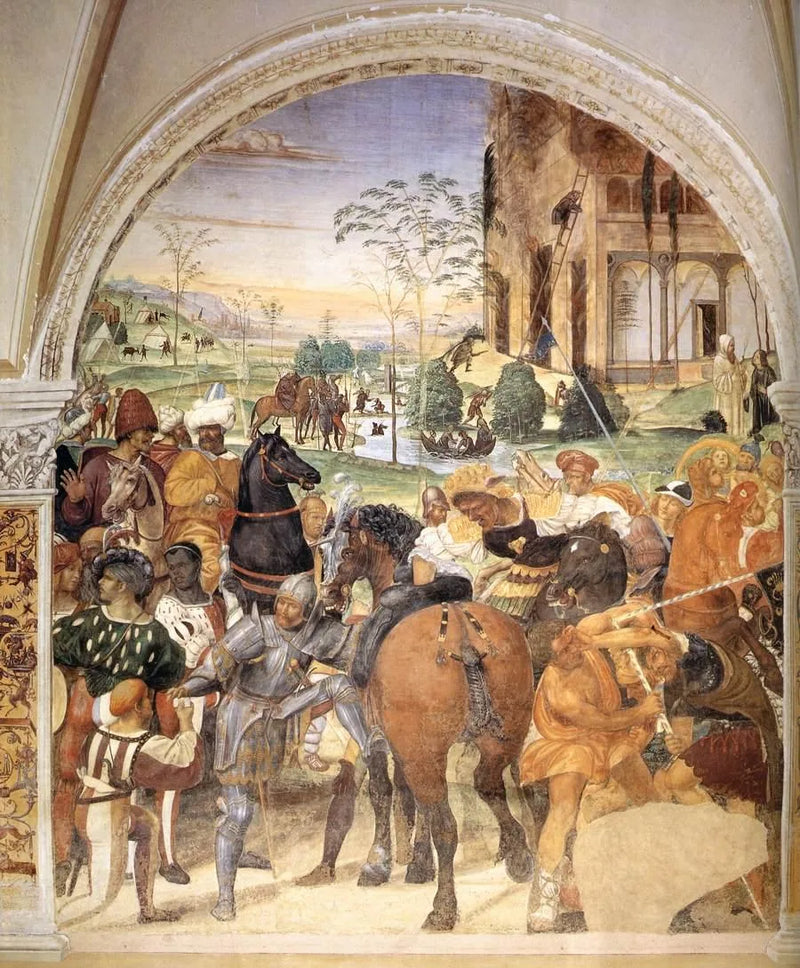 Vida de São Bento, cena 30: Bento prevê a destruição de Montecassino - Il Sodoma (Giovanni Antonio Bazzi)